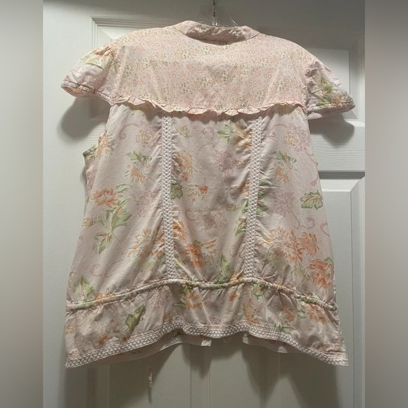 Floral Ruffle Blouse - Pink and Cream - Picture 7 of 7
